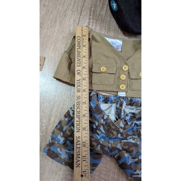 Build-A-Bear Camo Shorts Khaki Vest & Black Star Hat Outfit Set BABW - Picture 6 of 6